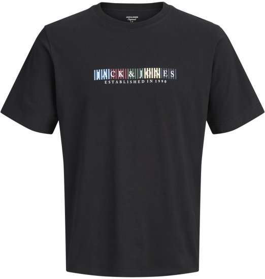 Jack & Jones Nantucket Branding T-Shirt Czarny - Koszulki - T-shirty meskie Duże Rozmiary - 2XL-14XL