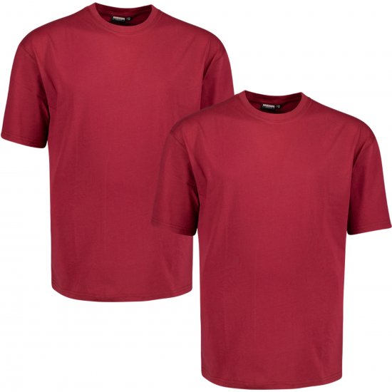 Adamo 129420 Comfort Fit Twin Pack T-Shirt Red - Koszulki bez nadruku - Koszulki bez nadruku - 2XL-14XL
