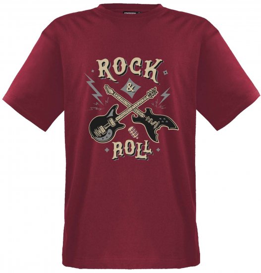 Adamo Rock and Roll Comfort Fit T-Shirt Red - Koszulki z nadrukiem - Koszulki z nadrukiem - 2XL-8XL