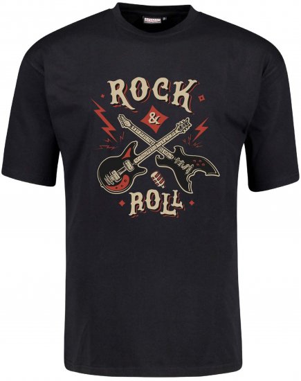 Adamo Rock and Roll Comfort Fit T-Shirt Black - Koszulki z nadrukiem - Koszulki z nadrukiem - 2XL-8XL