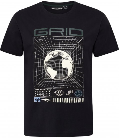 North Latitude 53333 Grid Printed T-Shirt Black - Koszulki - T-shirty meskie Duże Rozmiary - 2XL-14XL