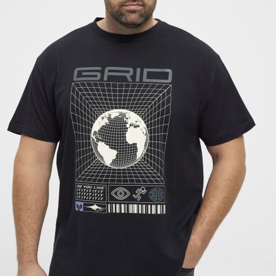 North Latitude 53333 Grid Printed T-Shirt Black - Koszulki - T-shirty meskie Duże Rozmiary - 2XL-14XL