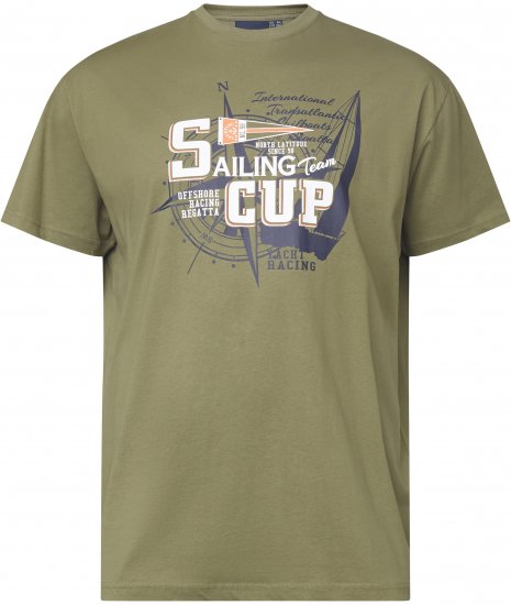 North Latitude 61119 T-Shirt Z Nadrukiem Oliwkowy - Koszulki - T-shirty meskie Duże Rozmiary - 2XL-14XL