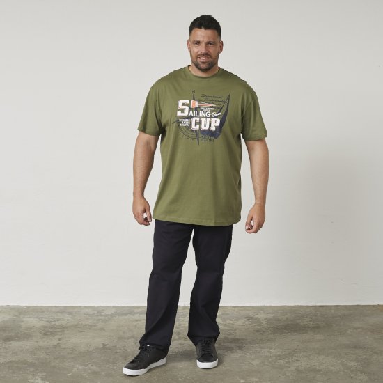 North Latitude 61119 T-Shirt Z Nadrukiem Oliwkowy - Koszulki - T-shirty meskie Duże Rozmiary - 2XL-14XL