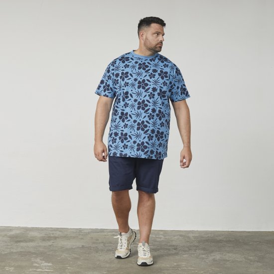 North Latitude 61123 T-Shirt Z Nadrukiem All Over Średni Niebieski - Koszulki - T-shirty meskie Duże Rozmiary - 2XL-14XL