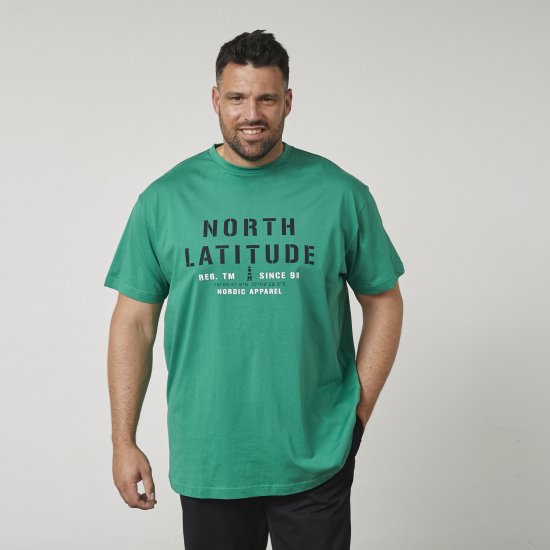 North Latitude 61135 T-Shirt Z Nadrukiem Zielony - Koszulki - T-shirty meskie Duże Rozmiary - 2XL-14XL