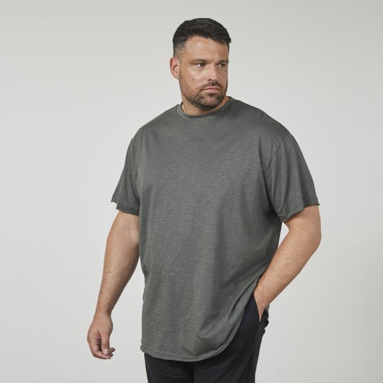 North Latitude 61317 T-Shirt Slub Z Nadrukiem Na Plecach Ciemny Przydymiony Zielony - Koszulki - T-shirty meskie Duże Rozmiary - 2XL-14XL