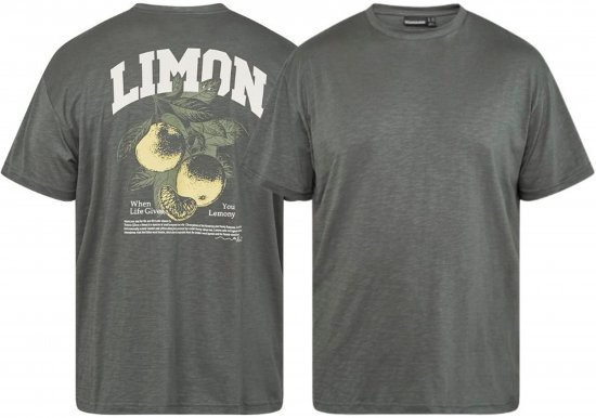 North Latitude 61317 T-Shirt Slub Z Nadrukiem Na Plecach Ciemny Przydymiony Zielony - Koszulki - T-shirty meskie Duże Rozmiary - 2XL-14XL