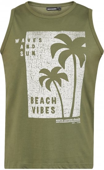 North Latitude 61321 Koszulka Bez Rękawów Oliwkowy - Koszulki - T-shirty meskie Duże Rozmiary - 2XL-14XL