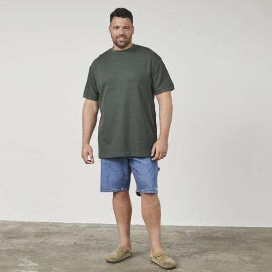 North Latitude 61324 T-Shirt Z Strukturą Ciemny Przydymiony Zielony - Koszulki - T-shirty meskie Duże Rozmiary - 2XL-14XL