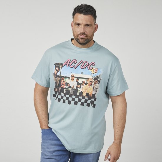 North Latitude 61352 AC/DC T-Shirt Przydymiony Niebieski - Koszulki - T-shirty meskie Duże Rozmiary - 2XL-14XL