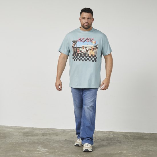 North Latitude 61352 AC/DC T-Shirt Przydymiony Niebieski - Koszulki - T-shirty meskie Duże Rozmiary - 2XL-14XL