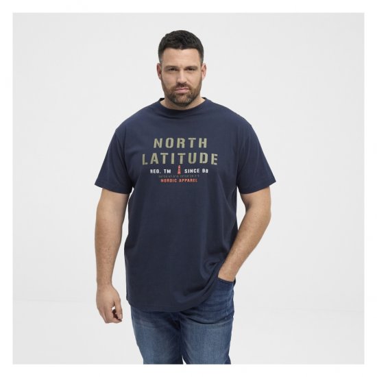 North Latitude Logo T-Shirt Navy - Koszulki - T-shirty meskie Duże Rozmiary - 2XL-14XL