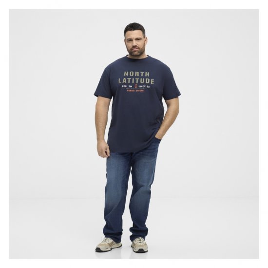 North Latitude Logo T-Shirt Navy - Koszulki - T-shirty meskie Duże Rozmiary - 2XL-14XL