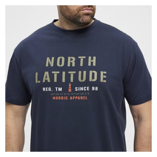 North Latitude Logo T-Shirt Navy - Koszulki - T-shirty meskie Duże Rozmiary - 2XL-14XL