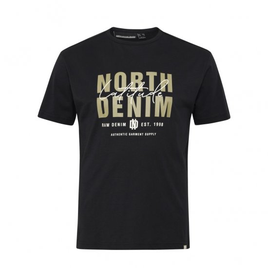 North Latitude Denim Printed Logo T-Shirt Black - Koszulki - T-shirty meskie Duże Rozmiary - 2XL-14XL