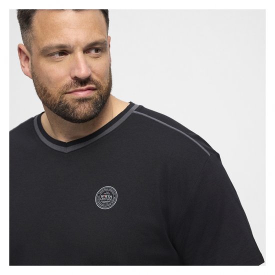 North Latitude Pyjama T-Shirt V-Neck Short Sleeve Black - Piżamy/Odzież domowa - Piżamy/Odzież domowa 2XL-10XL