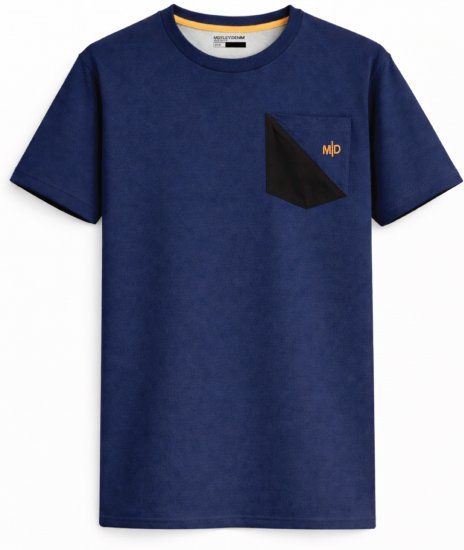 Motley Denim Milan T-shirt Ciemny indygo - Koszulki - T-shirty meskie Duże Rozmiary - 2XL-14XL