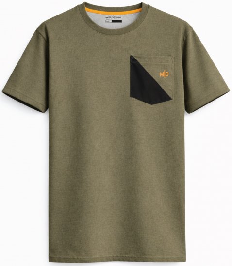 Motley Denim Milan T-shirt Ciemny khaki - Koszulki - T-shirty meskie Duże Rozmiary - 2XL-14XL