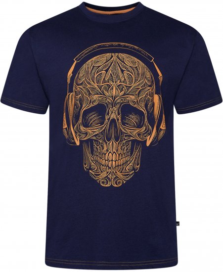 Kam Jeans 5795 Skull Printed T-Shirt Navy - Koszulki z nadrukiem - Koszulki z nadrukiem - 2XL-8XL