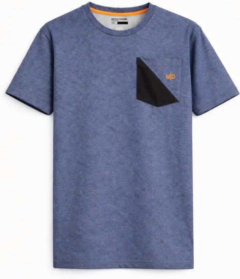 Motley Denim Milan T-shirt Jasny indygo - Koszulki - T-shirty meskie Duże Rozmiary - 2XL-14XL
