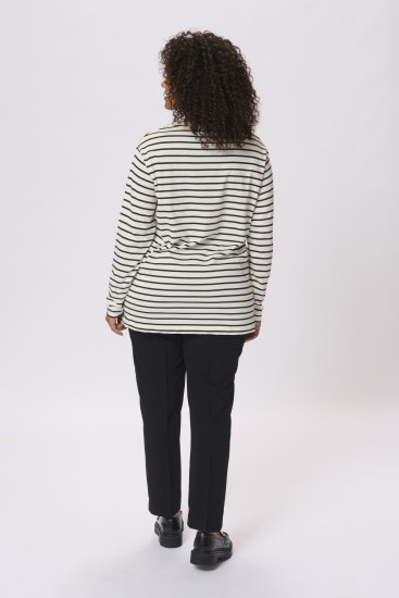 Kaffe Curve Winni Długi rękaw T-shirt Antyczna biel/Czarny pasek - T-shirty - 