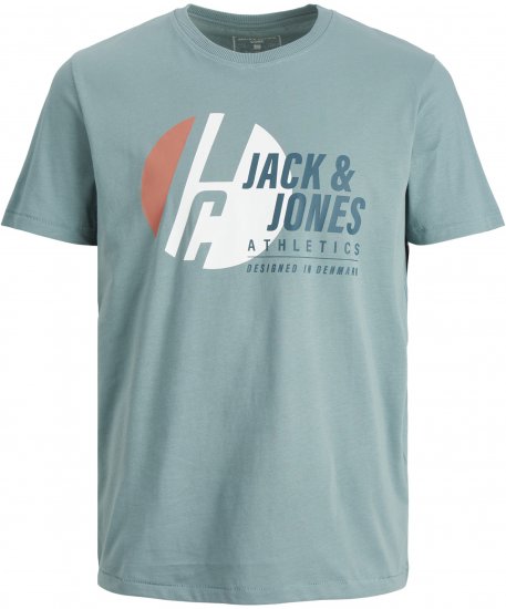 Jack & Jones Spring Logo T-Shirt Cyan - Koszulki - T-shirty meskie Duże Rozmiary - 2XL-14XL