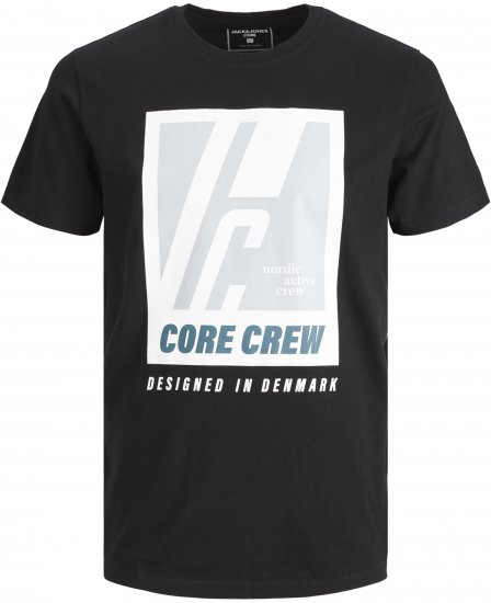 Jack & Jones Spring Logo T-Shirt Black - Koszulki - T-shirty meskie Duże Rozmiary - 2XL-14XL