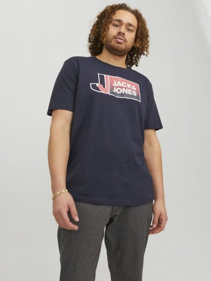 Jack & Jones Logan T-Shirt Navy - Koszulki - T-shirty meskie Duże Rozmiary - 2XL-14XL