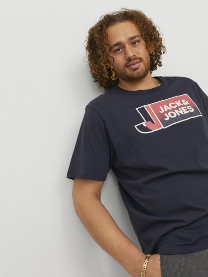 Jack & Jones Logan T-Shirt Navy - Koszulki - T-shirty meskie Duże Rozmiary - 2XL-14XL