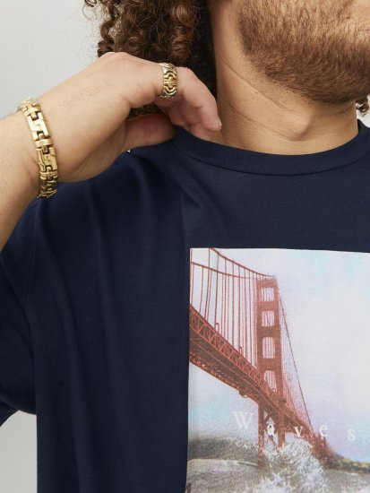 Jack & Jones Copenhagen Photo T-Shirt Navy - Koszulki - T-shirty meskie Duże Rozmiary - 2XL-14XL