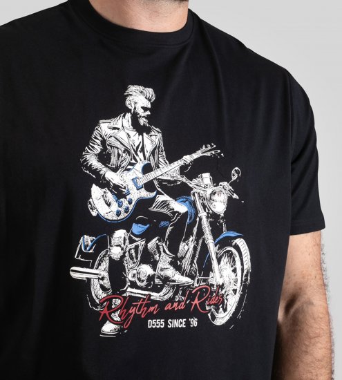D555 Derby T-Shirt Rhythm and Rides Navy - Koszulki - T-shirty meskie Duże Rozmiary - 2XL-14XL