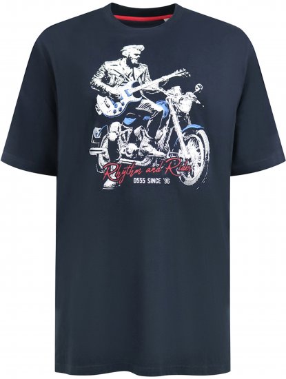 D555 Derby T-Shirt Rhythm and Rides Navy - Koszulki - T-shirty meskie Duże Rozmiary - 2XL-14XL