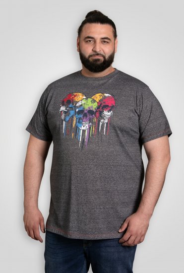 D555 Coalville T-Shirt Skulls with Colored Drips Navy Twist - Koszulki - T-shirty meskie Duże Rozmiary - 2XL-14XL