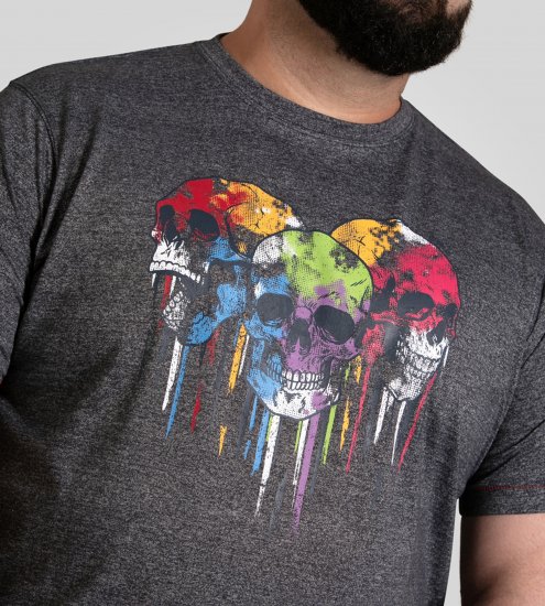 D555 Coalville T-Shirt Skulls with Colored Drips Navy Twist - Koszulki - T-shirty meskie Duże Rozmiary - 2XL-14XL