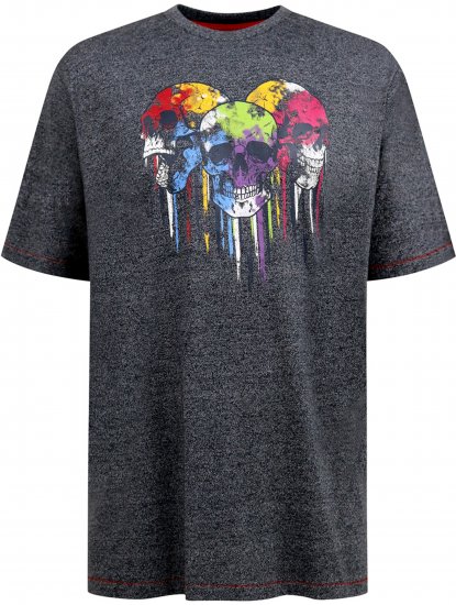 D555 Coalville T-Shirt Skulls with Colored Drips Navy Twist - Koszulki - T-shirty meskie Duże Rozmiary - 2XL-14XL