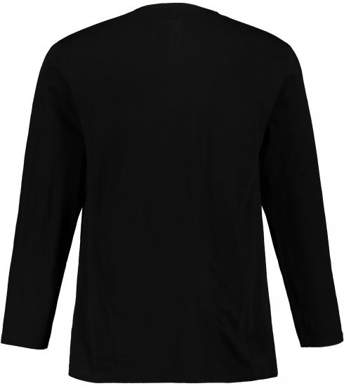 JP1880 Henley T-Shirt Long Sleeve Black TALL - ODZIEŻ MĘSKA MT-6XLT - WYSOKIE-rozmiary