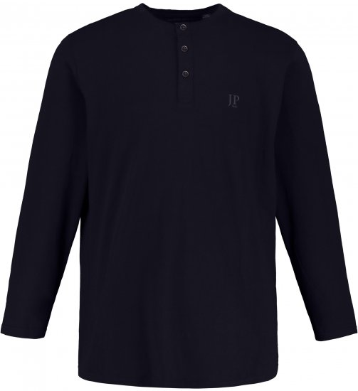 JP1880 Henley T-Shirt Long Sleeve Dark Navy TALL - ODZIEŻ MĘSKA MT-6XLT - WYSOKIE-rozmiary