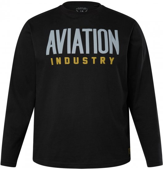 JP1880 T-Shirt Long Sleeve Aviation Black TALL - ODZIEŻ MĘSKA MT-6XLT - WYSOKIE-rozmiary