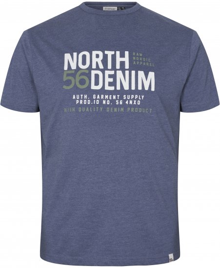 North Latitude Denim Printed T-Shirt Blue Melange TALL - TALL koszulki - Koszulki dla wysokich mężczyzn