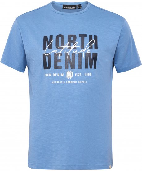 North Latitude Denim Printed Logo T-Shirt Dusty Blue TALL - TALL koszulki - Koszulki dla wysokich mężczyzn