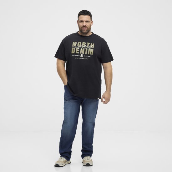 North Latitude Denim Printed Logo T-Shirt Black TALL - TALL koszulki - Koszulki dla wysokich mężczyzn