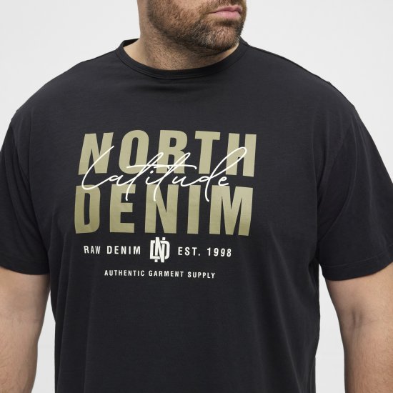North Latitude Denim Printed Logo T-Shirt Black TALL - TALL koszulki - Koszulki dla wysokich mężczyzn