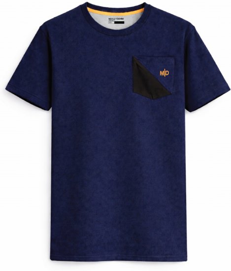 Motley Denim Milan T-shirt Granatowy - Koszulki - T-shirty meskie Duże Rozmiary - 2XL-14XL