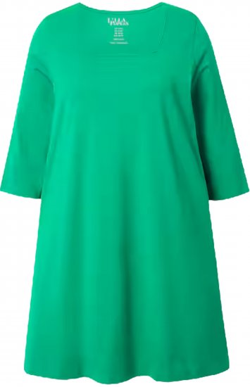Ulla Popken Square Neckline Knit Swing A-line Pocket Tunic Moss Green - Koszulki z nadrukiem dla kobiet - 