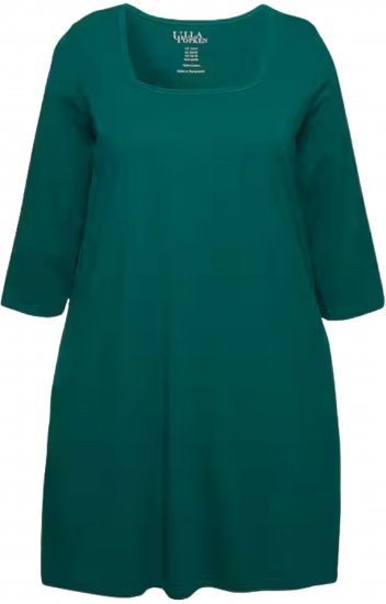 Ulla Popken Square Neckline Knit Swing A-line Pocket Tunic Emerald - T-shirty - 