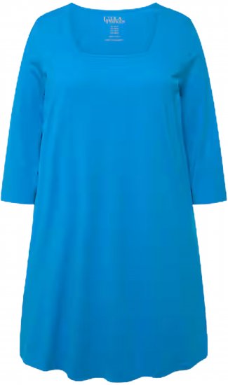 Ulla Popken Square Neckline Knit Swing A-line Pocket Tunic Light Azure - T-shirty - 