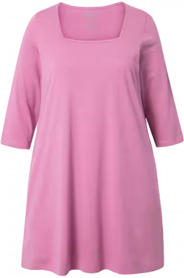 Ulla Popken Square Neckline Knit Swing A-line Pocket Tunic Mauve - T-shirty - 