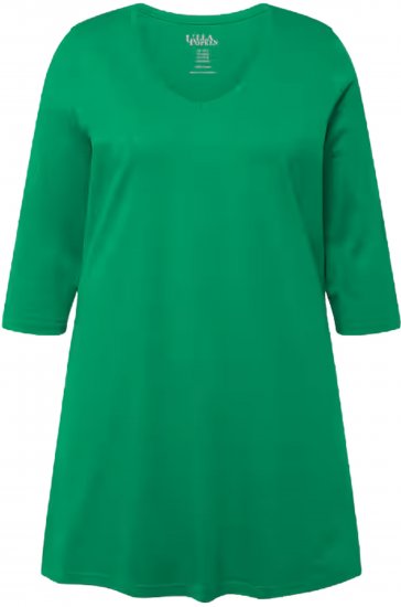 Ulla Popken V-Neck Swing A-line Hem Cotton Knit Tunic Emerald Green - T-shirty - 