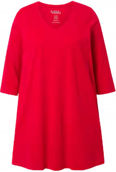 Ulla Popken V-Neck Swing A-line Hem Cotton Knit Tunic Salsa Red - T-shirty - 